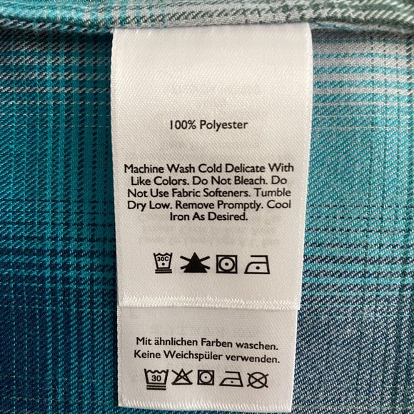 Eddie Bauer- Plaid Teal Long Sleeve Button Down, Size 2XL - Picture 5 of 6